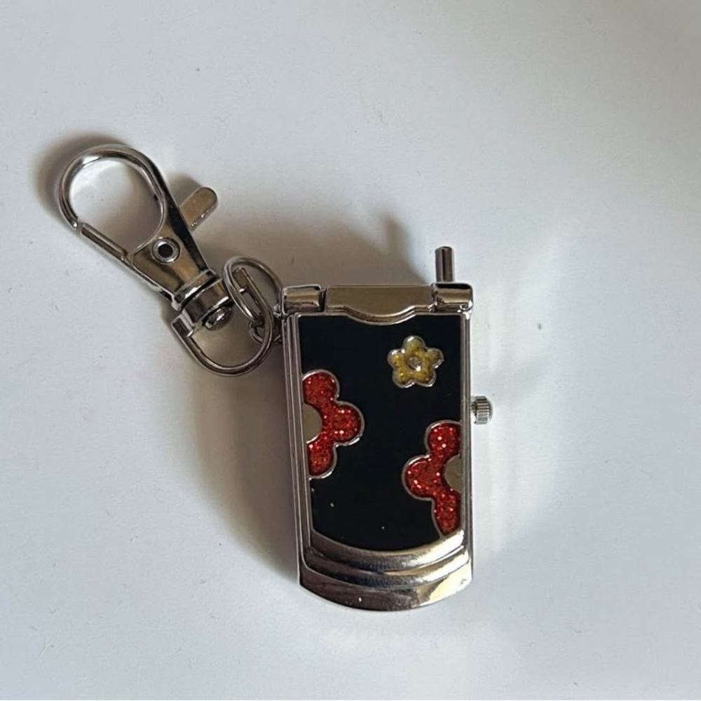 Black Y2k Flip Phone Watch Keychain
